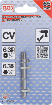 Adaptador para taladros entrada hexagonal exterior 6,3 mm (1/4) / salida cuadrada exterior 6,3 mm (1/4)