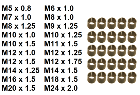 Insertos roscados de repuesto M5 x 0,8 mm 25 piezas