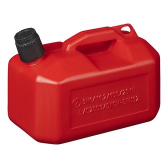 Garrafa para combustible de 5 Lde plastico rojo, homologacion UN (modelo bajo)