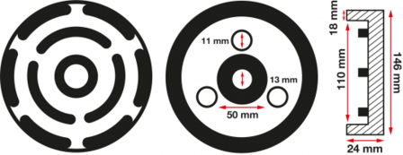 Plato de goma | para plataformas elevadoras | &Oslash; 145 mm