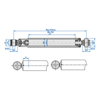 Amortiguador adecuado para Boge BPW Hahn Peitz 1500-3000 kg CC 350-580 1 pieza