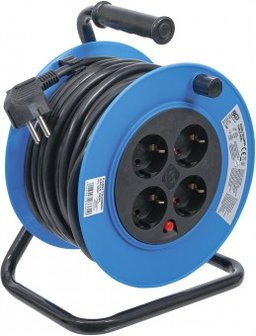 Enrollador de cable 15 m 3x1,5 mm&sup2; 4 tomas IP 20 3000 W