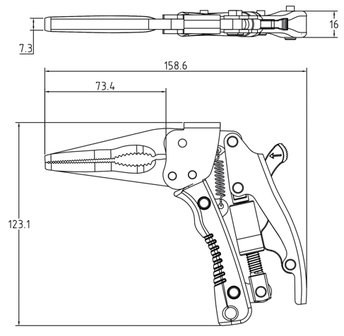 Tenaza grip de nariz larga con empunadura de pistola 170 mm