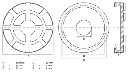 Plato de goma para plataformas elevadoras &Oslash; 100 mm