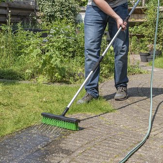 Water broom with garden hose connector