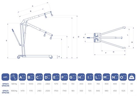 Grua de garaje plegable de 500 kg