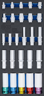 llaves de vaso hexagonales, largo 11 - 22 mm perfil E E10 - E22 6,3 mm (1/4), 10 mm (3/8
