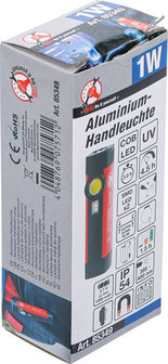 Lampara de mano COB-LED / UV de aluminio 1 W