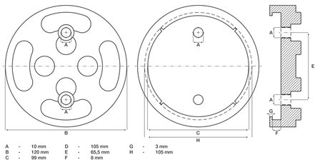 Plato de goma para plataformas elevadoras &Oslash; 120 mm