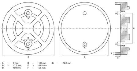 Plato de goma para plataformas elevadoras &Oslash; 120 mm