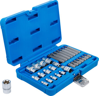 Juego de puntas y llaves de vaso E-Torx / perfil en T (para Torx) 30 piezas