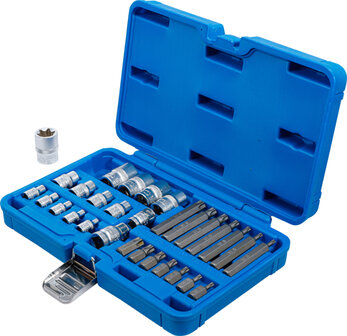 Juego de puntas y llaves de vaso E-Torx / perfil en T (para Torx) 30 piezas