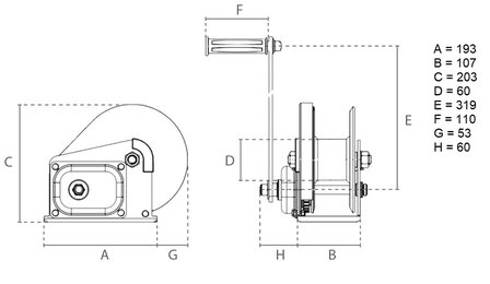 Cabrestante manual de 0,66 toneladas