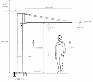 Conjunto de grua giratoria de columna 1ton polipasto manual de cadena 1ton