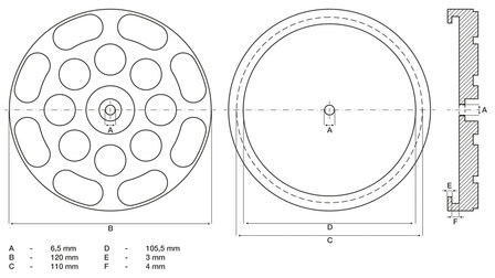 Plato de goma para plataformas elevadoras &Oslash; 120 mm