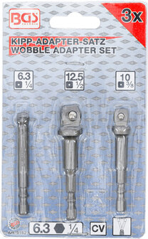 Juego de adaptadores basculantes para taladros entrada 6,3 mm (1/4) 3 piezas