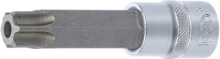 Punta de vaso longitud 100mm entrada (1/2) perfil en T (para Torx) con perforacion T80