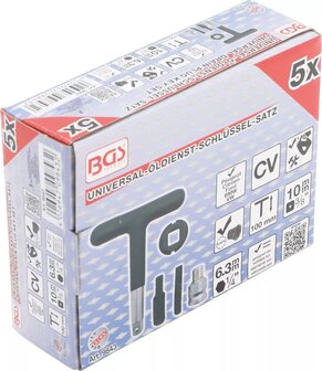 Juego de llaves universal para el servicio de cambio de aceite para tapones de drenaje de aceite de plastico propulsion hexagonal exterior de (