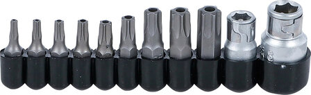 Juego de puntas entrada 10 mm (1/4) / 10 mm (3/8) perfil en T (para Torx) con perforacio