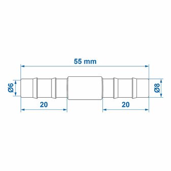 Racor recto para manguera 8 mm x10 unidades