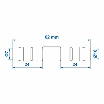Racor recto para manguera 10 mm x10 unidades