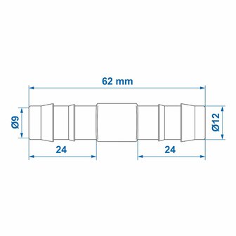 Racor recto para manguera 12 mm x10 unidades