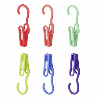 Pinzas para la ropa con gancho - juego de 6 piezas