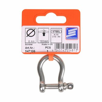 Cierre de arpa corto de 6 mm  acero inoxidable A4 AISI 316  1.500 daN