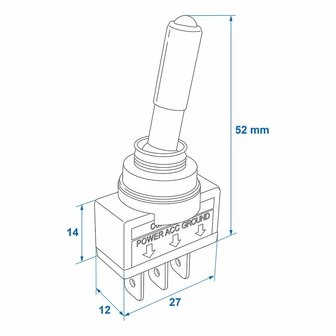 Interruptor de palanca LED verde 12V-max. 20A