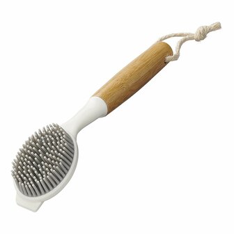 Cepillo para platos de silicona 24 5 cm de diametro 7 cm x 5 cm de bambu