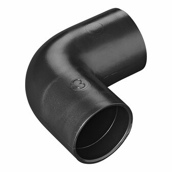 Pieza angular para tubo de desague de 90 mm de PE  color negro
