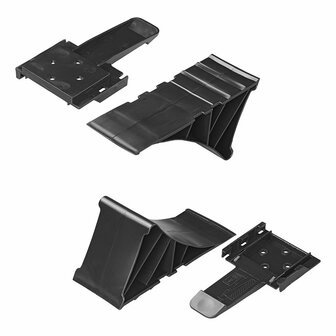 Calzo de rueda de plastico negro con soporte plano incluido