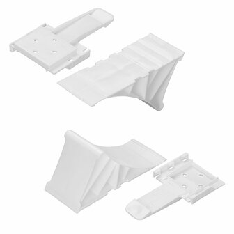 Calzo de rueda de plastico blanco con soporte plano incluido