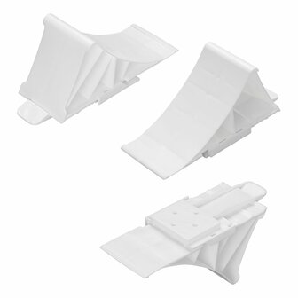 Calzo de rueda de plastico blanco con soporte plano incluido