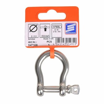 Cierre de arpa corto de 8 mm  acero inoxidable A4 AISI 316  3.500 daN
