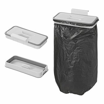 Porta bolsas de basura para montaje en puerta con tapa