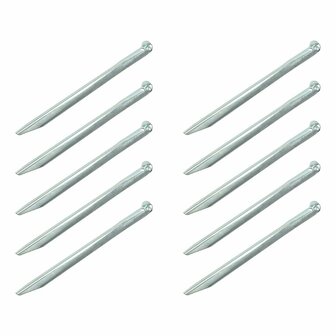 Estaca de tienda de metal de 30 cm  media cana  10 unidades en bolsa de plastico