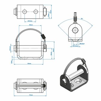 Soporte de bisagra de solapa de 12 mm SPP UZ-02A V.1