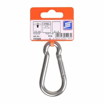 Mosqueton 80x8mm  acero inoxidable A4 AISI 316  870 daN