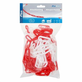 Cadena de barrera de plastico roja blanca 5M