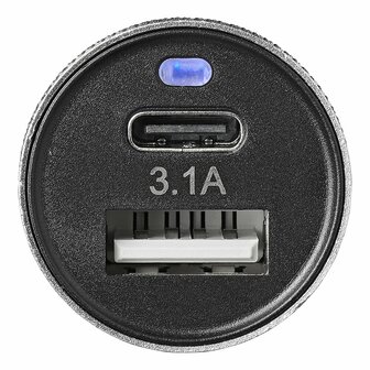 Cargador USB tipo A+C bidireccional 12V 24V 3100mA