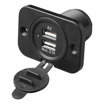 Caja de empotrar USB doble tipo A 3100mA 12V 24V