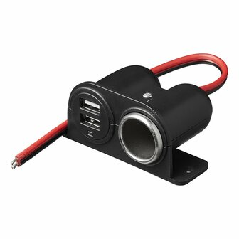 Toma de mechero de superficie + 2xUSB tipo A 12V 24V