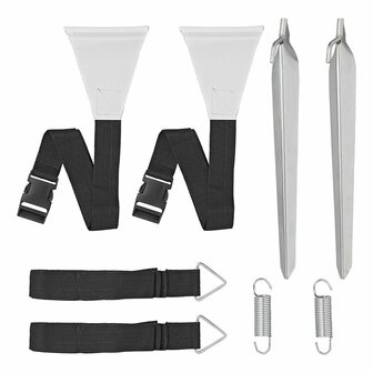 Juego de correas antitormentas 2 x 3 2 m con fijacion de tendon para riel de toldo