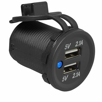 Caja de empotrar USB doble tipo A 2x2100mA 12V 24V