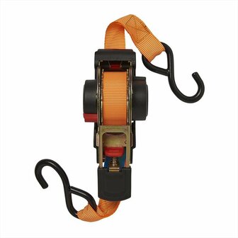 Correa de amarre con trinquete + 2 ganchos 350cm 320kg enrollable automatico