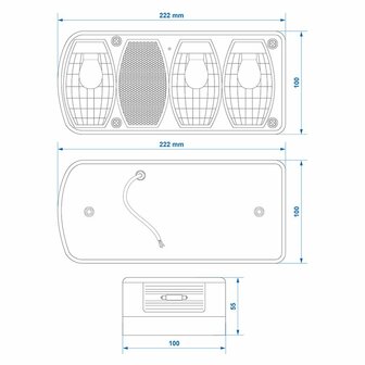 Luz trasera 6 funciones 222x100mm izquierda