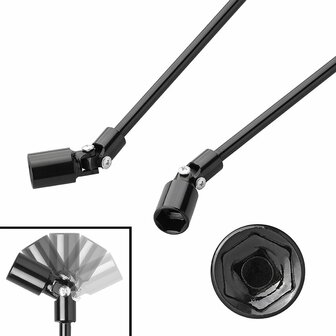 Manivela de 740 mm 19 mm con articulacion cardan para soporte de angulo