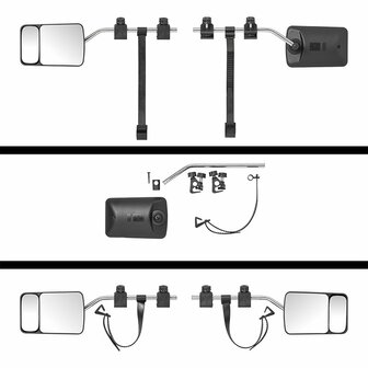Espejo retrovisor para caravana de cristal plano 440 x 110 x 160 mm con espejo para angulos muertos