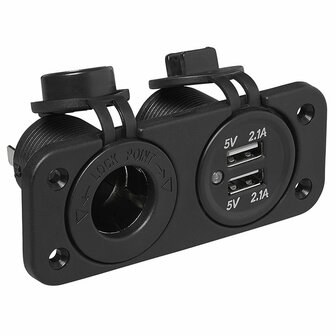 Kit de empotrar: base DIN + puerto USB doble tipo A 2x2100mA